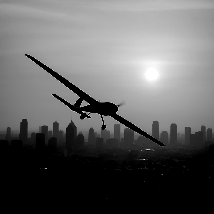 Fixed Wing Drone Sunset BW
